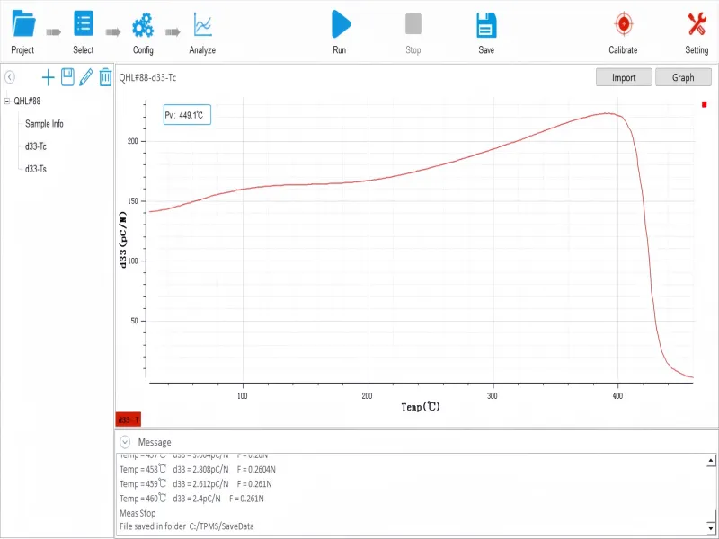 MatMeas Quasi-Static Measurement of the Longitudinal Piezoelectric Strain Constant d33 1